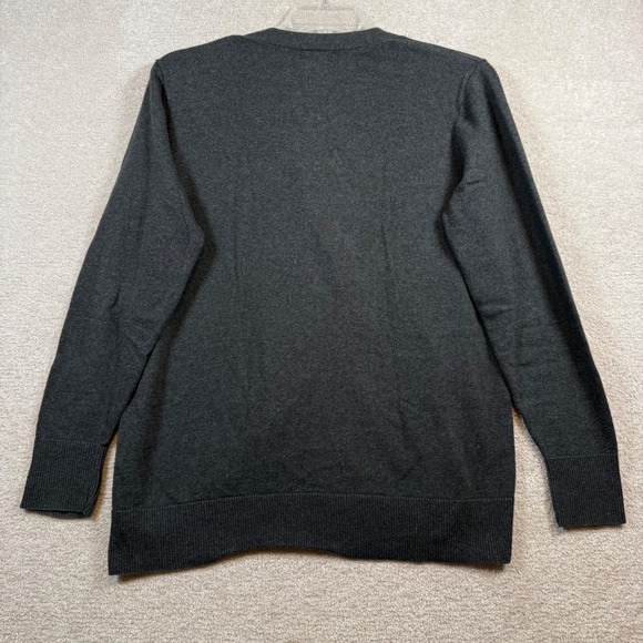 Eddie Bauer Cardigan Women XL Gray Cotton Cashmere V-Neck Button Front Sweater - Picture 3 of 6